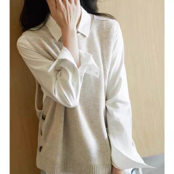 Femme Elegant Strikket Pullover Vest Stilla