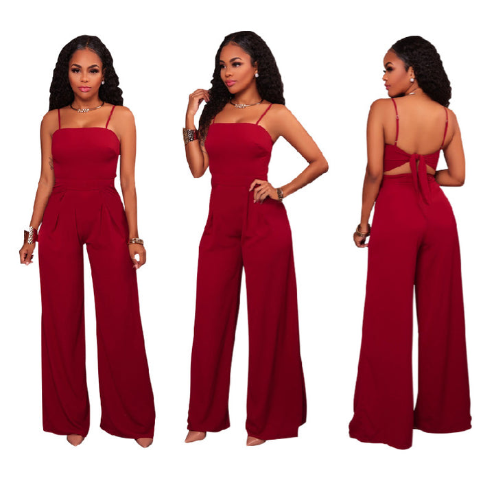 Dame Oversized Jumpsuit med dyb rygudskæring og bredt ben Stilla