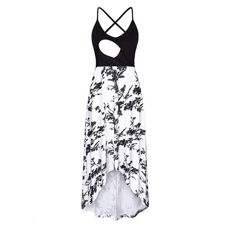 Dame Maxi-kjole med asymmetrisk kant og blomsterprint Stilla
