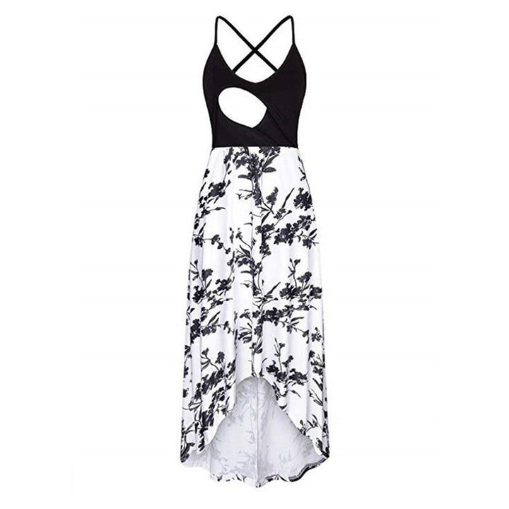 Dame Maxi-kjole med asymmetrisk kant og blomsterprint Stilla
