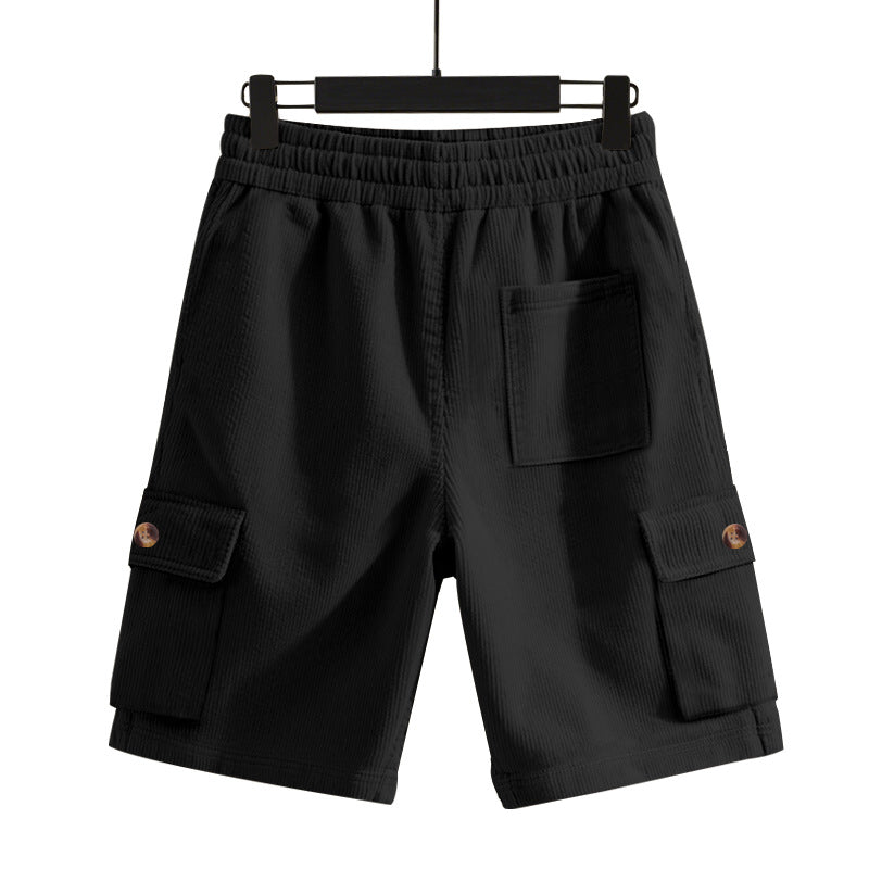 Herren nan Cord-Cargo-Shorts med elastisk tunnelstræk, påsyede cargolommer og blød bomuldsblanding Skovae