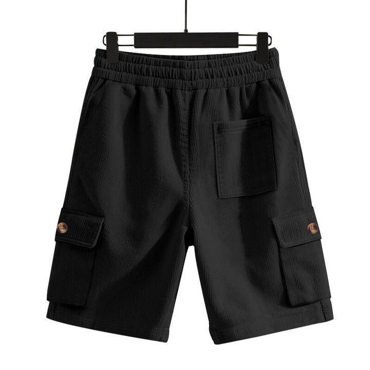 Herren nan Cord-Cargo-Shorts med elastisk tunnelstræk, påsyede cargolommer og blød bomuldsblanding Skovae