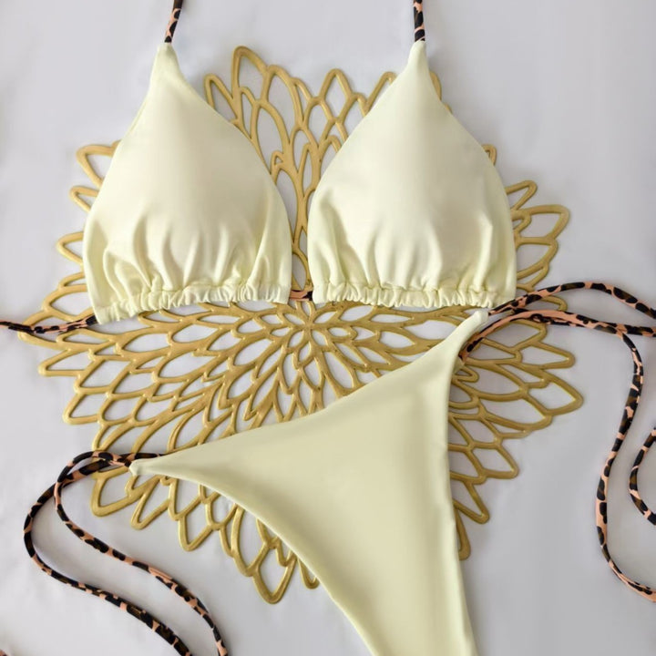 Dame Triangel-Bikini-Sæt med justerbare stropper og moderigtig leoprint Skovae