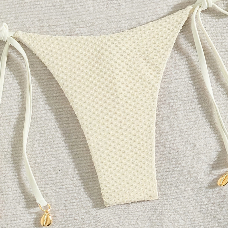 Dame Triangel-Bikini med justerbare stropper og elegant guld-detalje Skovae