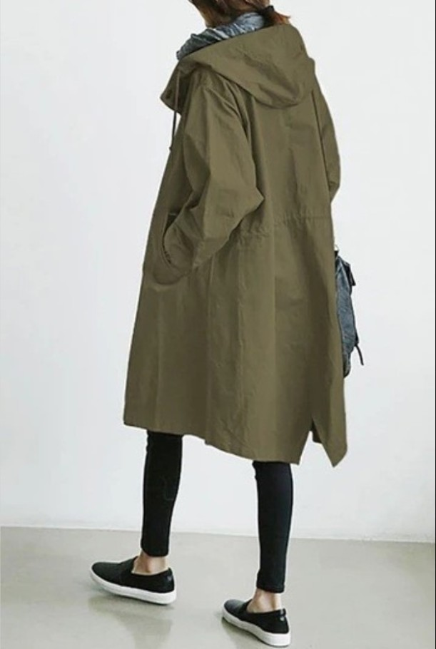 Stilla | Dame Oversized Hætte-Trenchcoat