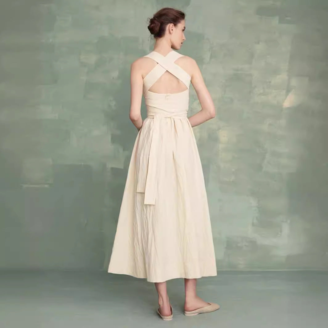 Dame Maxikjole med smart strapless top og udsvinget design Stilla