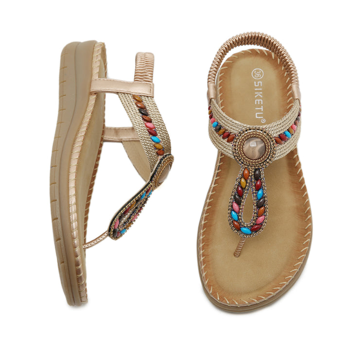 Dame flip-flops med farverige smykker og ergonomisk fodbund Stilla
