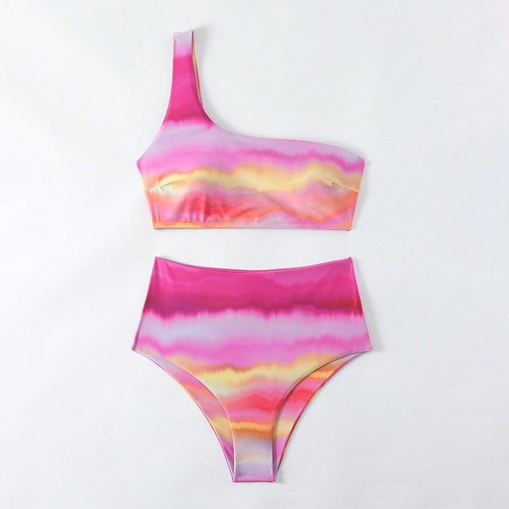 Dame højtaljet bikini med asymmetrisk top Skovae