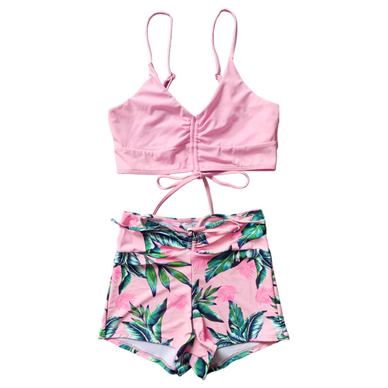 Damer Sports bikini-sæt med blomsteret bukse-design Skovae