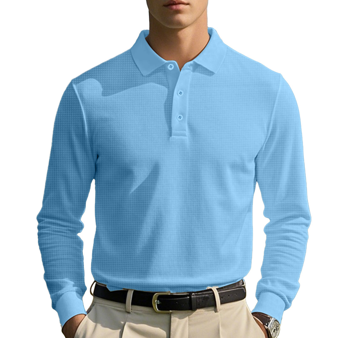 Herrer langærmet Poloshirt med struktureret design og komfortabel pasform Stilla