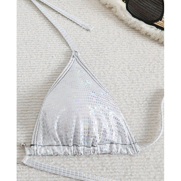 Damer Glitrende Triangel-Bikini med innovativt snoredesign og trendy accenter Stilla