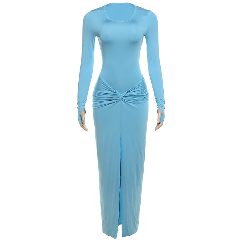 Damer elegant Maxikjole med figurformende snit og raffineret drapering Stilla