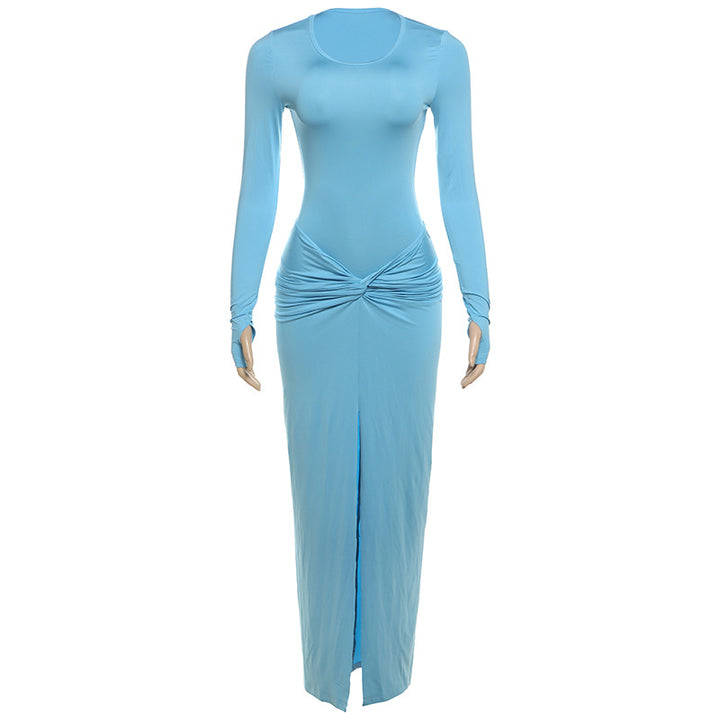 Damer elegant Maxikjole med figurformende snit og raffineret drapering Stilla