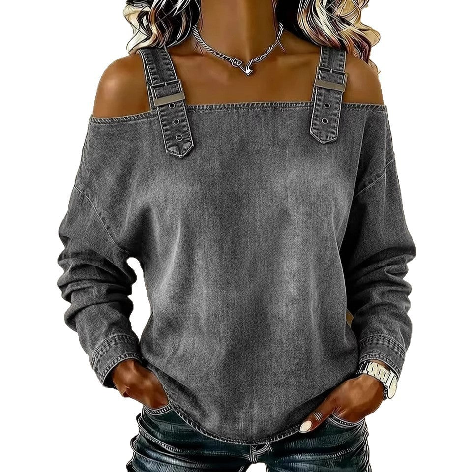 Dame casual sweatshirt med dekorative skulderdetaljer Skovae