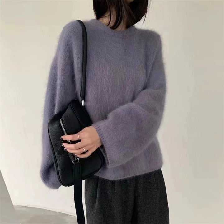 Kvinders fluffy sweater med oversized skæring lavet af mohair uld Stilla