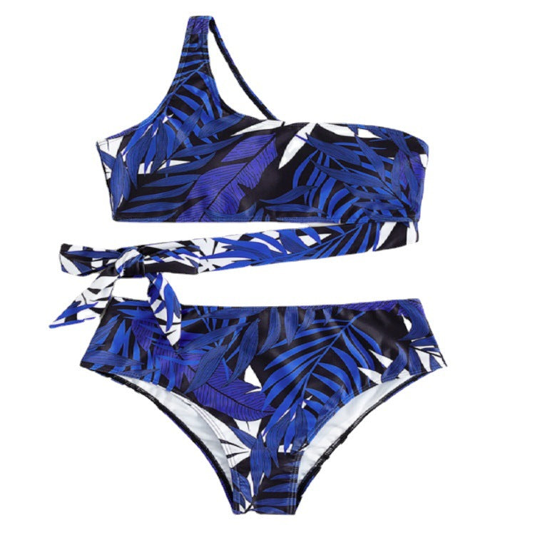 Dame Højskåret Bikini-sæt med asymmetrisk top Skovae