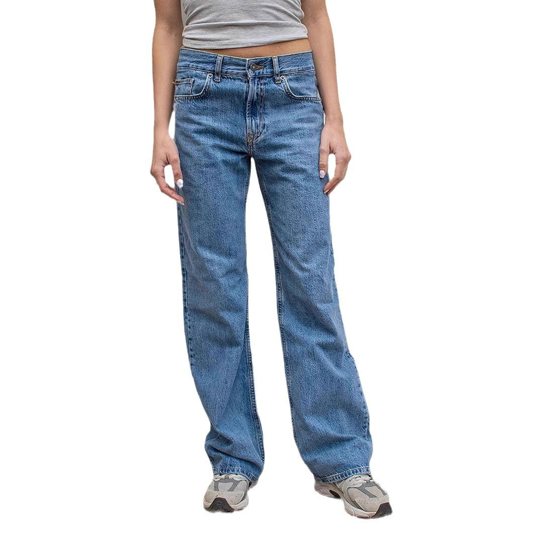 Dame brede jeans med afslappet snit og frynset kant Skovae