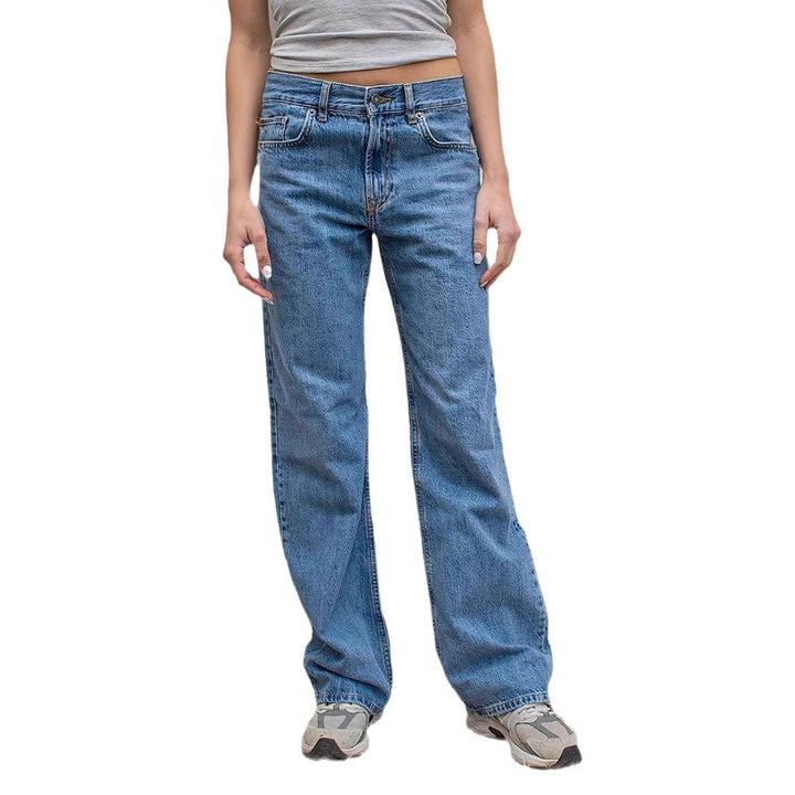 Dame brede jeans med afslappet snit og frynset kant Skovae