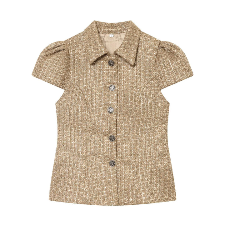 Dame modedesign skjorte i tweed-stil Skovae