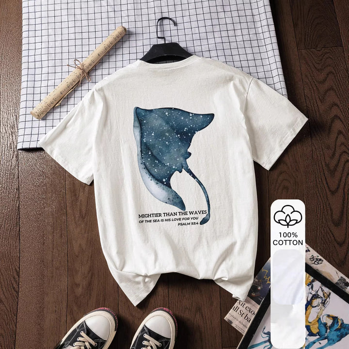 Dame T-shirt med kreativt motiv og inspirerende tekst Skovae
