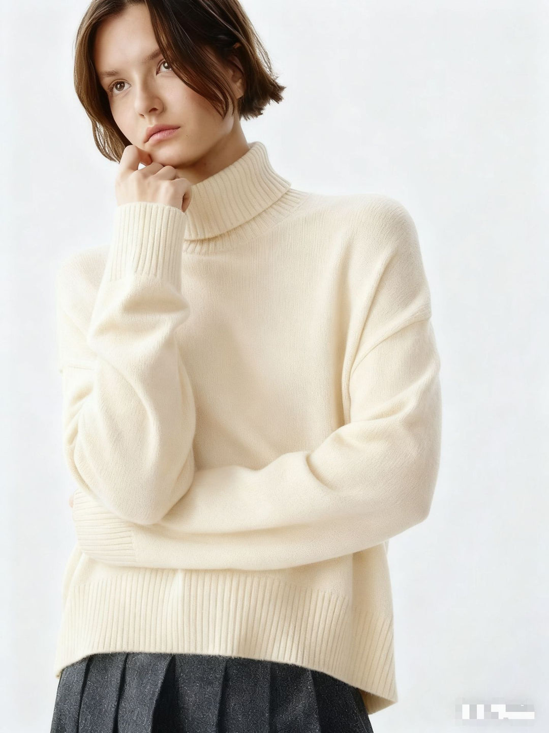 Dame Cozy Turtleneck Sweater med Oversized Snit og Fin Ribstruktur Stilla