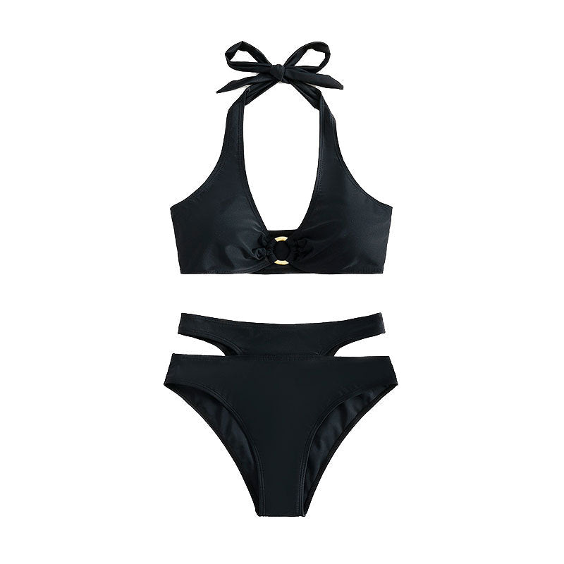Dame Triangel-Bikini med høj talje og cut-out detaljer Skovae