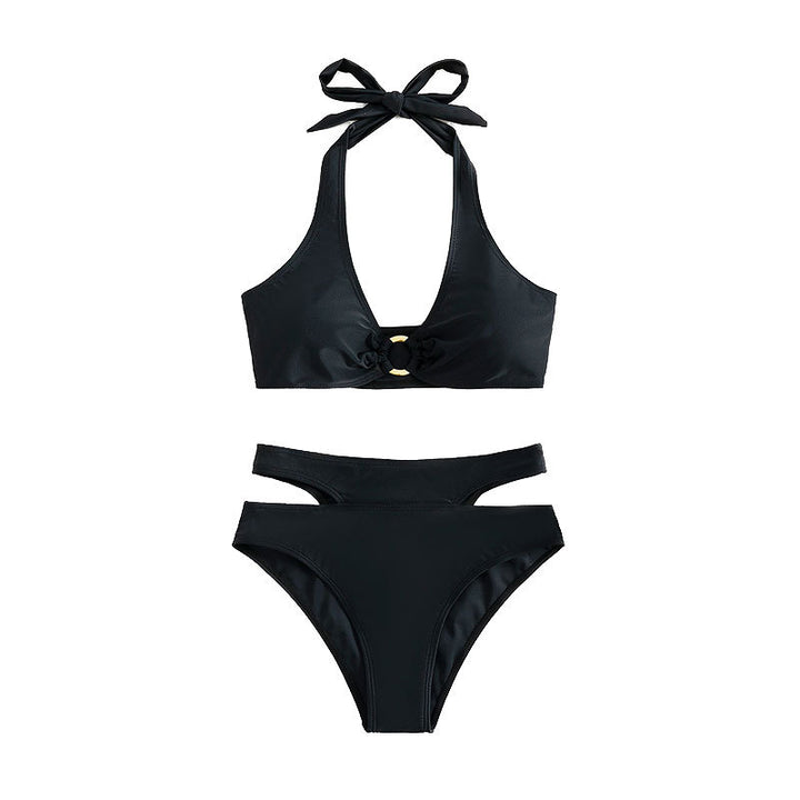 Dame Triangel-Bikini med høj talje og cut-out detaljer Skovae