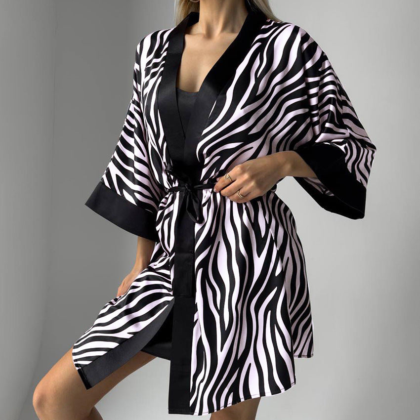 Dame luksus Kimono med Zebra-print Stilla