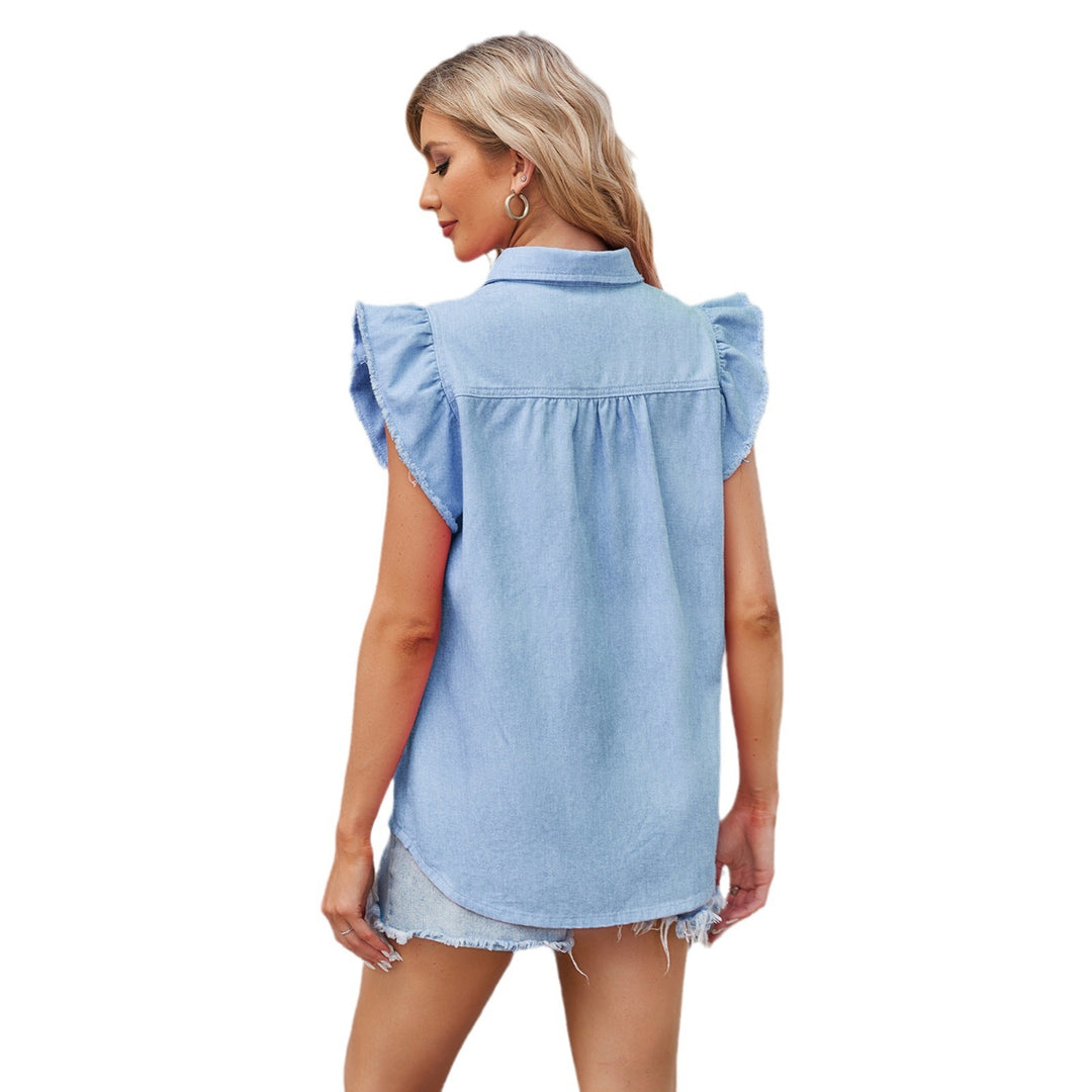 Dame bluse med ruffles detaljer og praktiske brystlommer Stilla