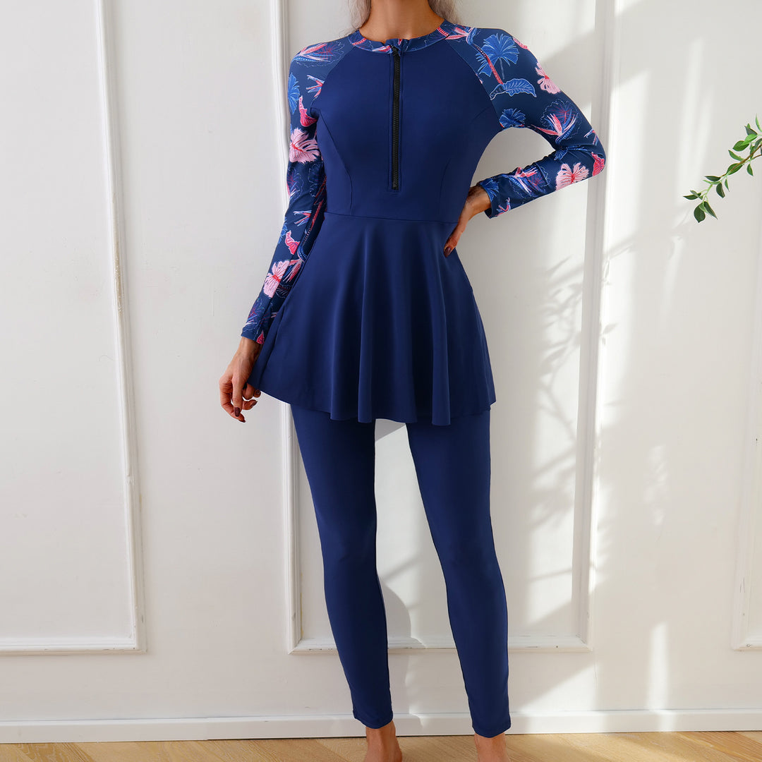 Dame Fashion Langærmet badedragt med asymmetrisk skæring Skovae