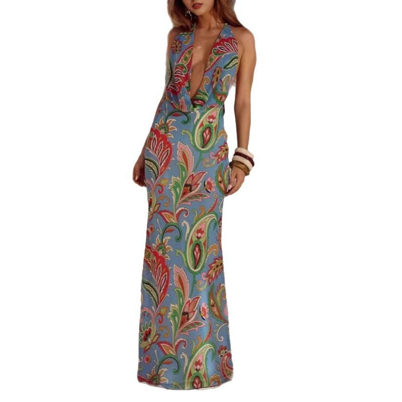 Femme Vibrant Floral Print Maxikjole Stilla