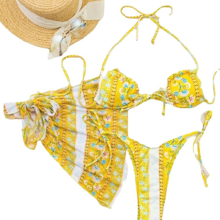 Dame Bohemian Print Bikini Sæt med Overdel Stilla