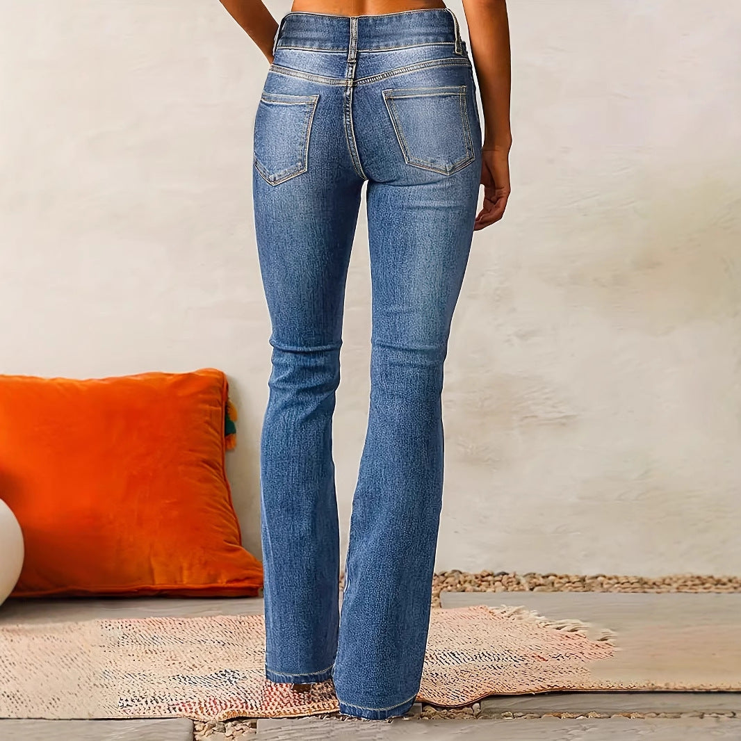 Dame Flared Jeans med høj talje og fleksibel pasform Stilla