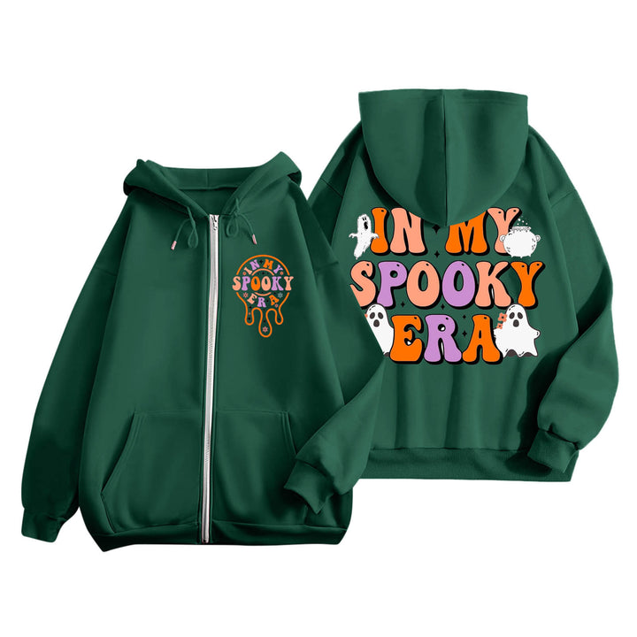 Kvinders hoodie med creepy print og kængurulommer Stilla