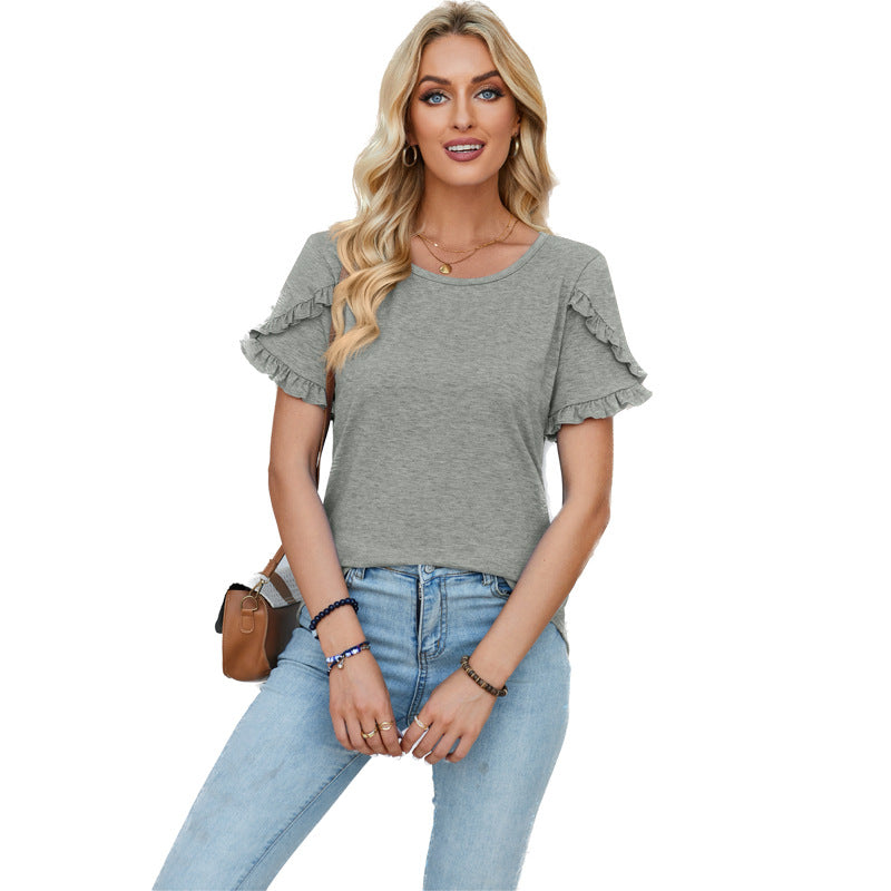 Damer casual T-shirt med ruffles detaljer Stilla