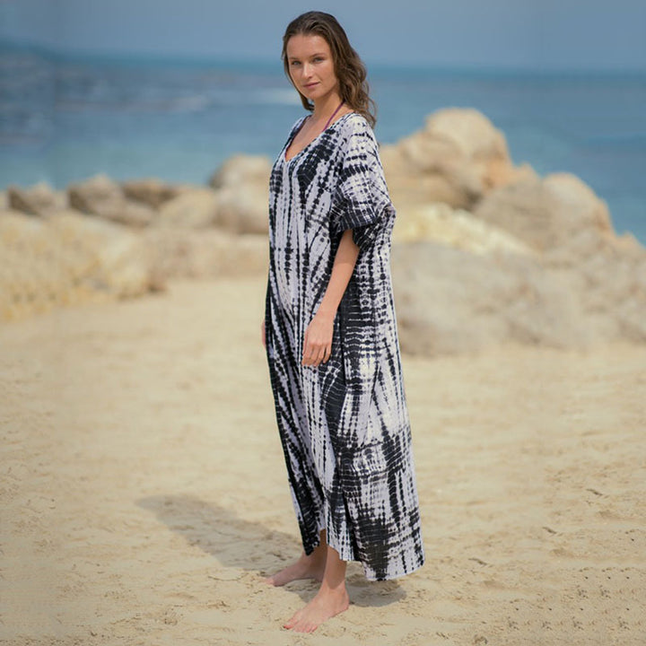 Dame Strandkaftan med eksklusiv batik-optik og bred snit Stilla