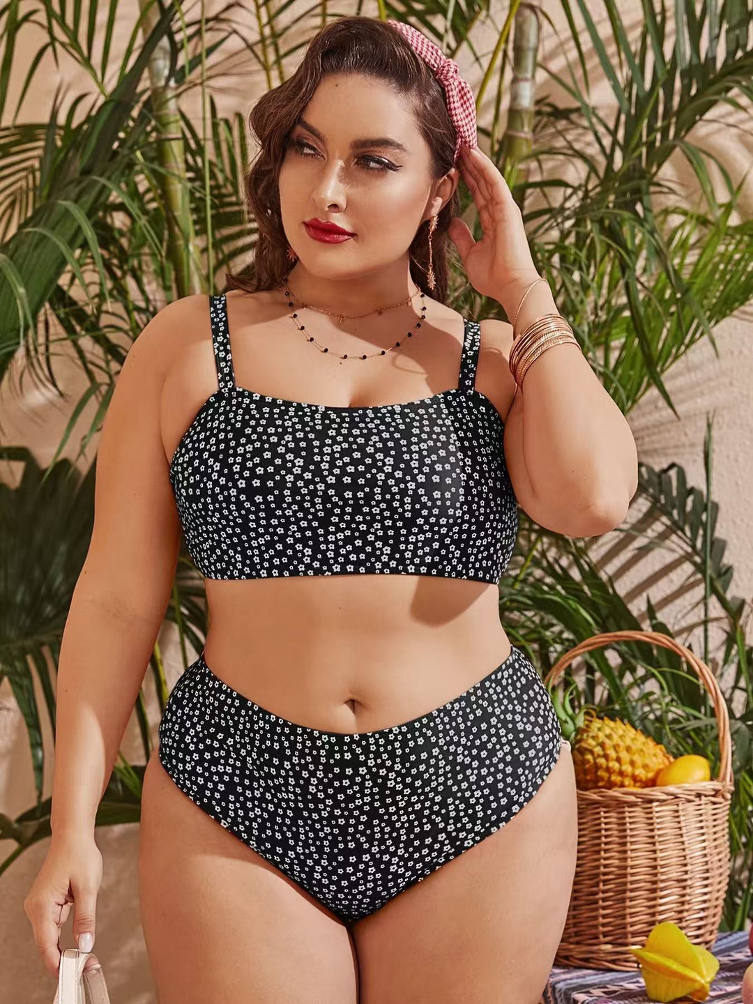 Dame Højskåret bikini med legende prikdesign Skovae
