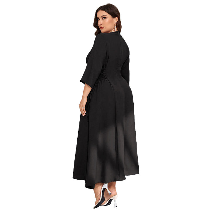 Dame elegant Midi Kjole med fashionable flæsedetaljer Stilla