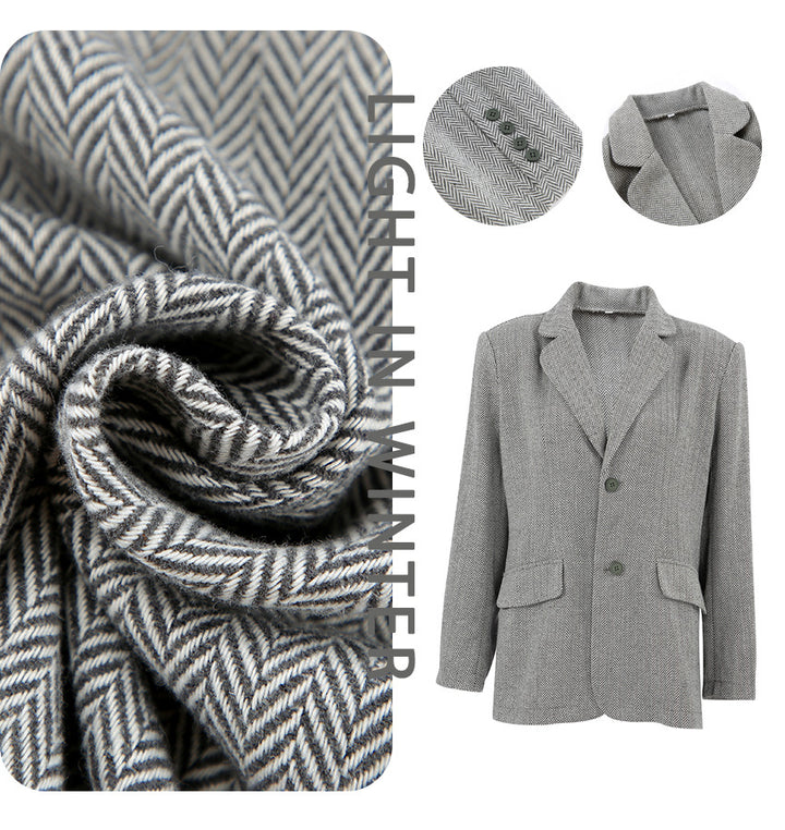 Dame Oversized Blazerjakke i uldblanding med elegant snit Stilla