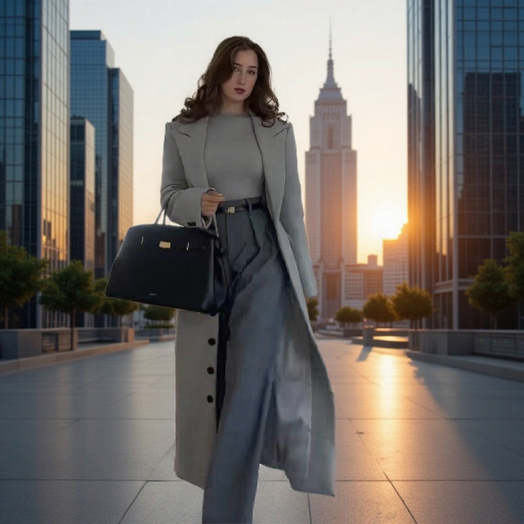 Kvinders elegante trenchcoat i minimalistisk design med praktiske lommer Stilla