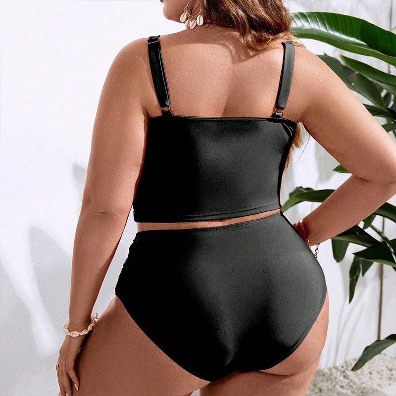 Dame Tankini med høj talje trusse og moderigtigt omslag design Skovae