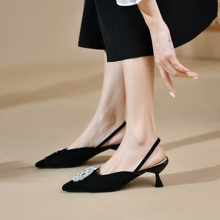 Dame Slingback-pumps med glitrende applikation Stilla