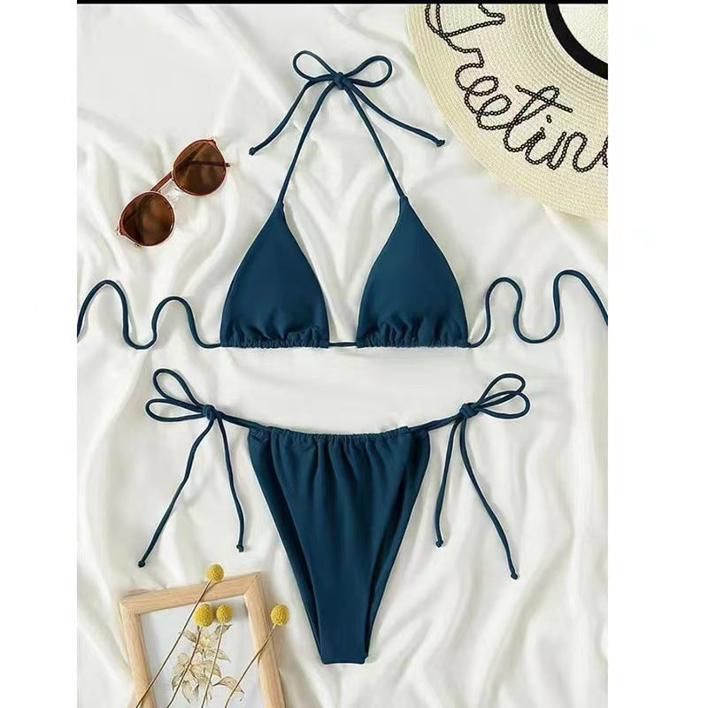 Dame triangel-bikini med justerbare remme Skovae