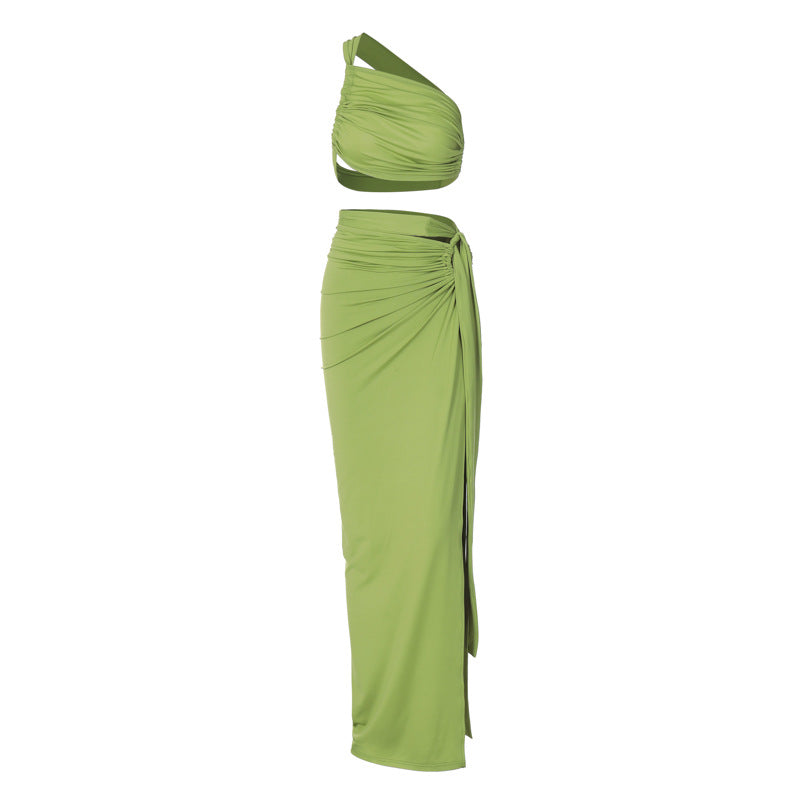 Dame Elegant Wrap Kjole med ensidig Skulderdesign Skovae