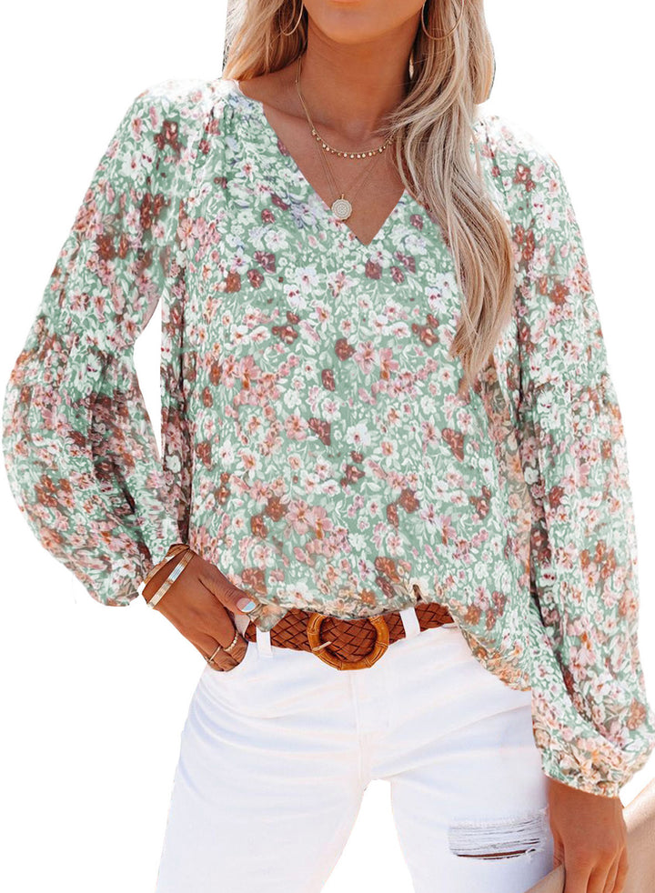 Dame blouse med blomstret design og bredt snit Stilla