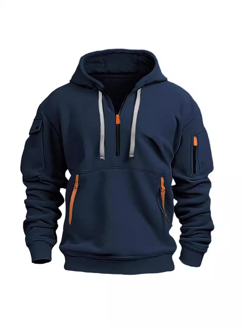 Kvindernes hætte sweatshirt med funktionelle lommer og moderne høj krave Skovae