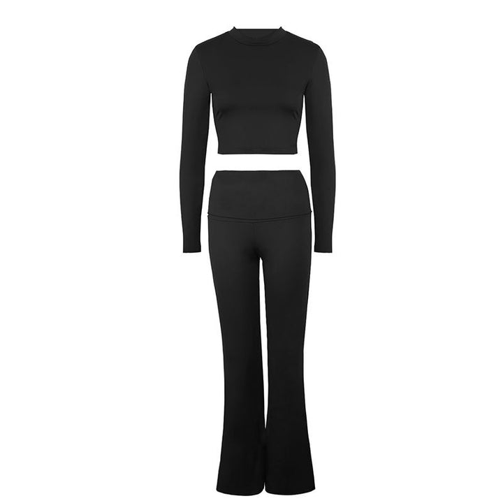 Damer Sporty sæt med kombineret cut-out top og bred bukseåbning Skovae