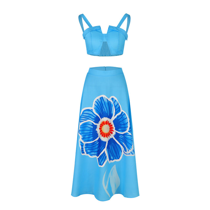 Dame Maxi-nederdel med blomster- og grafisk design Stilla