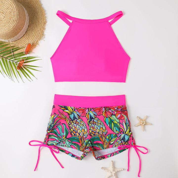 Dame Sporty bikini-sæt med farverigt blomstermønster og afslappet top Stilla