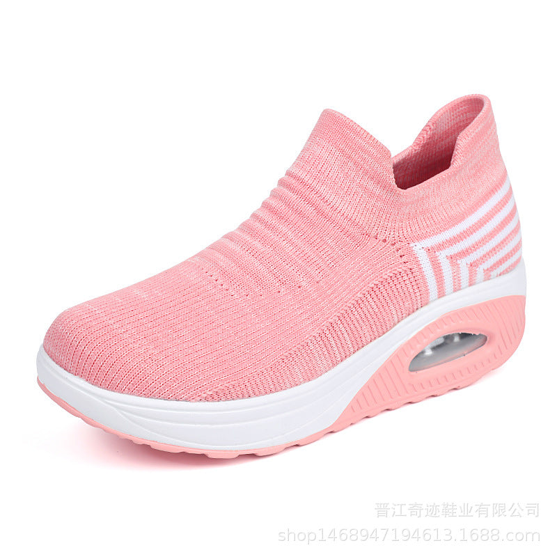 Dame nan strikket slip-on walking sneakers med anatomisk pronationsstøtte, luftpolstret mellemsål og sok-lignende skafte Skovae